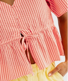 blouse manches courtes en seersucker a basque femme imprime blousesG681001_4