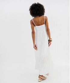robe longue a bretelles en gaze de coton femme blanc standardG681101_3