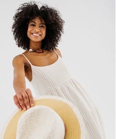 robe longue a bretelles en gaze de coton raye femme imprimeG681201_2