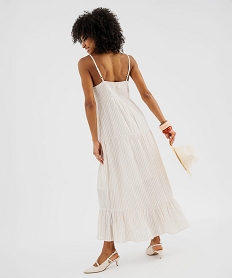 robe longue a bretelles en gaze de coton raye femme imprimeG681201_3