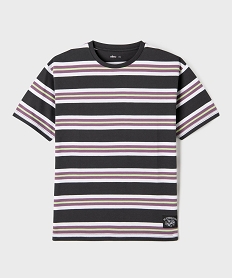 GEMO Tee-shirt manches courtes à rayures et logo skate garçon gris standard