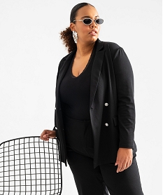 GEMO Veste souple à double boutonnage fantaisie femme grande taille Noir