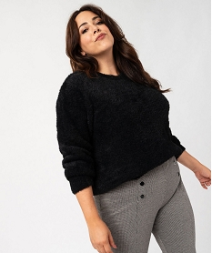GEMO Pull loose en maille duveteuse femme Noir