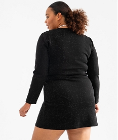 robe courte a manches longues en maille pailletee femme grande taille noir standardG683701_3