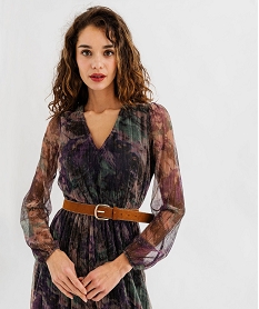 robe longue a manches longues en maille fluide et scintillante femme blancG683801_2