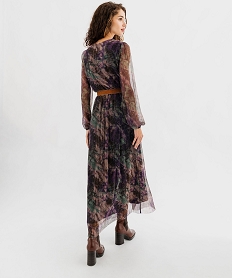 robe longue a manches longues en maille fluide et scintillante femme blancG683801_3