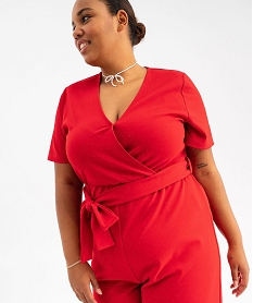 combinaison pantalon en maille extensible pailletee femme grande taille rouge combinaisons pantalonG684101_2