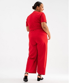 combinaison pantalon en maille extensible pailletee femme grande taille rouge combinaisons pantalonG684101_3