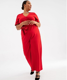 combinaison pantalon en maille extensible pailletee femme grande taille rouge combinaisons pantalonG684101_4