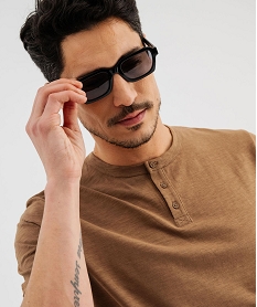 tee-shirt manches courtes col tunisien homme marron standard tee-shirtsG684501_2