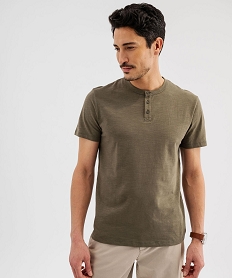 tee-shirt manches courtes col tunisien homme kaki standard tee-shirtsG684701_2