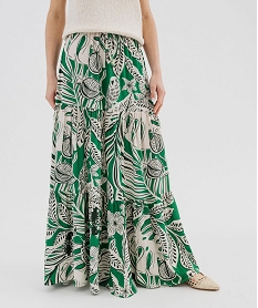 jupe longue a volants en viscose froissee et imprimee femme imprimeG684901_4