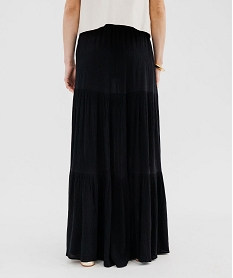 jupe longue a volants en viscose froissee femme noir standardG685001_3