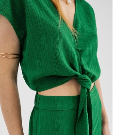 blouse sans manches loose a nouer femme vert standard blousesG685101_2