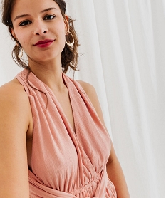 robe longue dos nu multilook en viscose froissee femme rose standardG685201_2