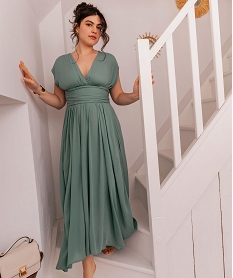 robe longue dos nu multilook en viscose froissee femme vert standardG685301_3