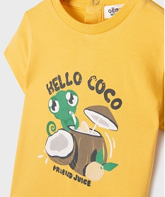 tee-shirt manches courtes avec motif humoristique bebe garcon jaune vifG686001_2