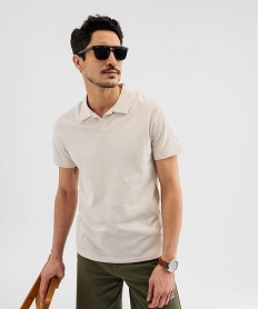 GEMO Polo manches courtes à col fantaisie homme beige standard