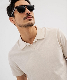 polo manches courtes a col fantaisie homme beige standard polosG688001_2