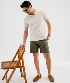 polo manches courtes a col fantaisie homme beige standard polosG688001_4