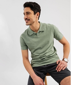 GEMO Polo manches courtes à col fantaisie homme vert standard