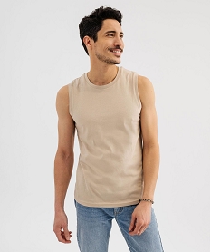 debardeur a col rond uni homme beige taupe tee-shirtsG688601_2