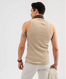debardeur uni en maille cotelee homme beige taupe tee-shirtsG688701_3