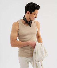 debardeur uni en maille cotelee homme beige taupe tee-shirtsG688701_4