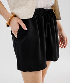 short ample en viscose fluide femme noir standard shortsG688801_2