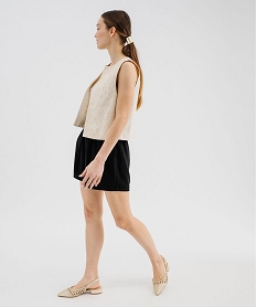 short ample en viscose fluide femme noir standard shortsG688801_4