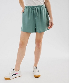 GEMO Short ample en viscose fluide femme vert standard
