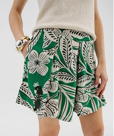 short ample en viscose froissee et imprimee femme imprime fleurs shortsG689601_4