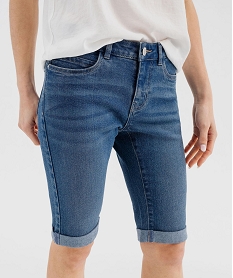 bermuda en jean extensible a revers femme bleu shortsG689701_2
