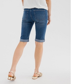 bermuda en jean extensible a revers femme bleu shortsG689701_3