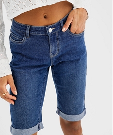 bermuda en jean extensible a revers femme bleu standard shortsG689801_2