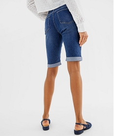 bermuda en jean extensible a revers femme bleu standard shortsG689801_3