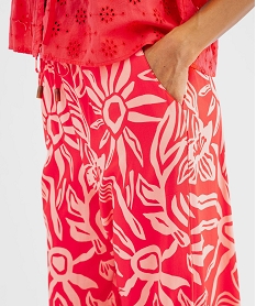 pantalon large et fluide en viscose imprimee femme rouge pantalonsG690001_2