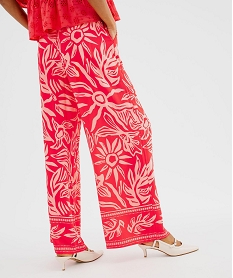 pantalon large et fluide en viscose imprimee femme rouge pantalonsG690001_3