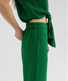 pantalon ample fluide et texturee femme vert standard pantalonsG690201_2