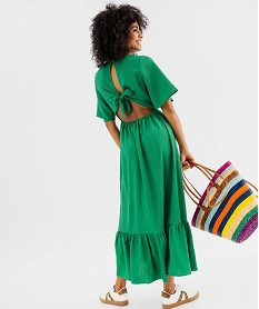 robe longue col v a dos fantaisie femme vert standardG690301_3