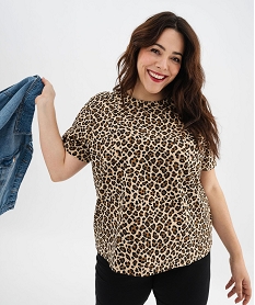 tee-shirt manches courtes imprime leopard femme grande taille imprime t-shirts manches courtesG690401_2