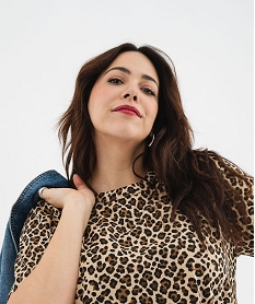 tee-shirt manches courtes imprime leopard femme grande taille imprime t-shirts manches courtesG690401_3