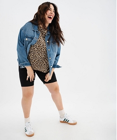 tee-shirt manches courtes imprime leopard femme grande taille imprime t-shirts manches courtesG690401_4