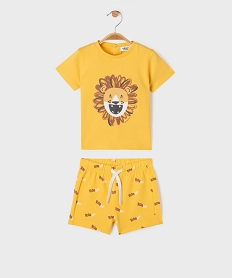 GEMO Ensemble 2 pièces à motifs animaliers bébé garçon jaune vif