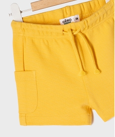 short en maille cotelee avec taille ajustable bebe garcon jaune vifG690601_2