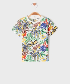 tee-shirt manches courtes a motifs animaliers bebe garcon imprime feuillageG690701_4
