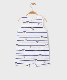 combishort en coton a rayures et motifs palmiers bebe garcon blancG691001_3