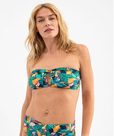 bas de maillot de bain forme culotte taille haute a revers femme multicoloreG691101_4