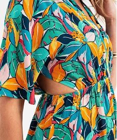 robe de plage courte en viscose a encolure v et decoupes cotes femme multicolore vetements de plageG692501_3