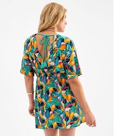 robe de plage courte en viscose a encolure v et decoupes cotes femme multicolore vetements de plageG692501_4